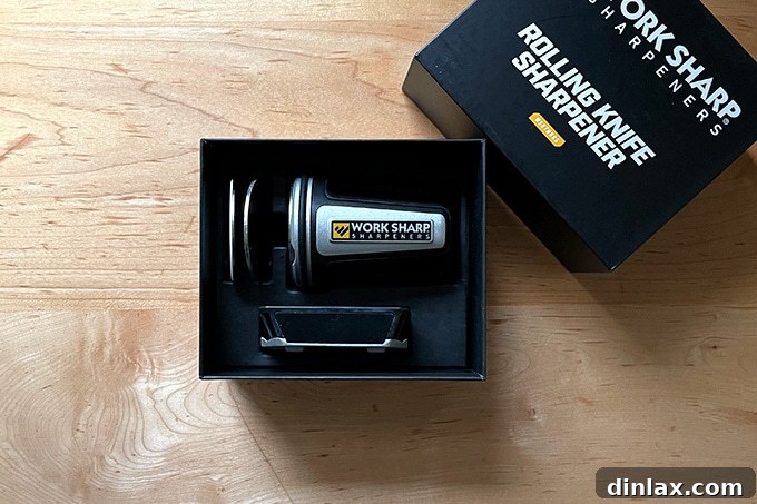 Work Sharp Rolling Knife Sharpener in use