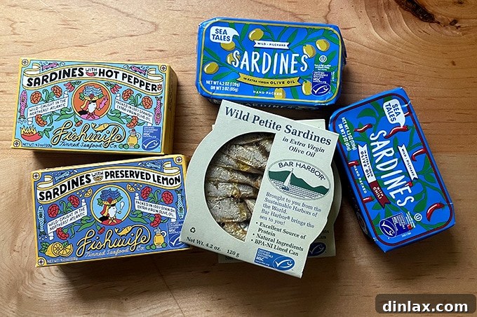 A selection of gourmet sardine tins, perfect for a food lover