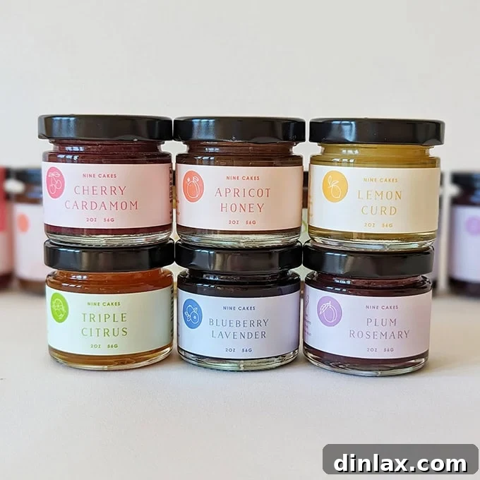 Perfect Gifts for Mom 11 Assortment of Nine Cakes Jams, beautifully packaged.