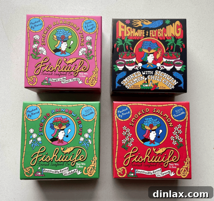 Perfect Gifts for Mom 13 Assorted Fishwife tinned fish products with stylish branding.