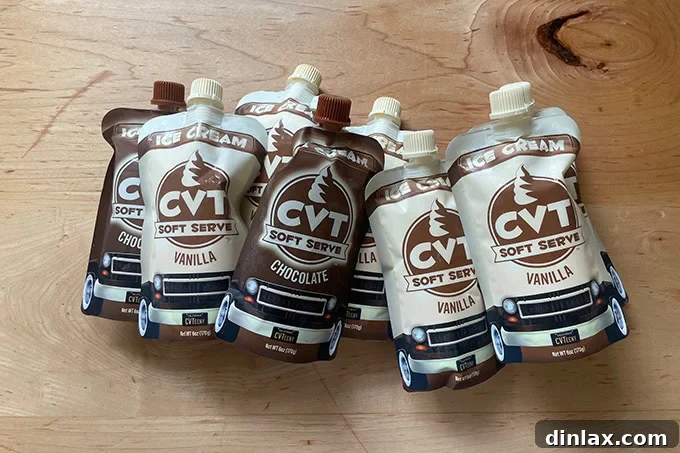 Perfect Gifts for Mom 14 Container of CVT soft serve in a freezer aisle.