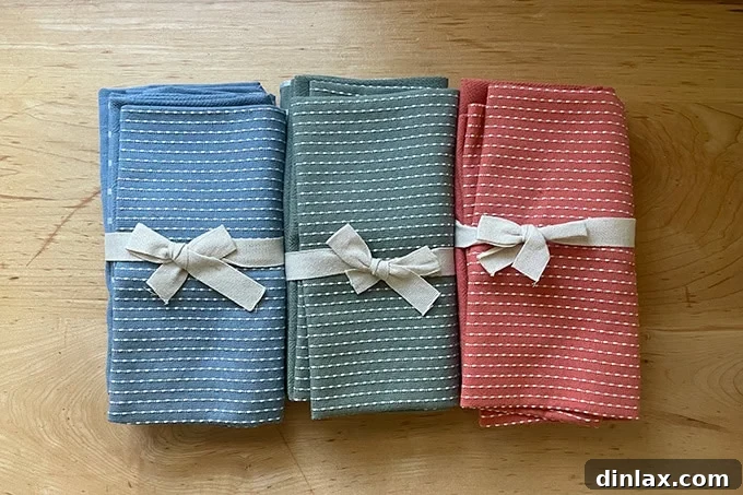 Perfect Gifts for Mom 22 A set of colorful Thyme and Sage cloth napkins.