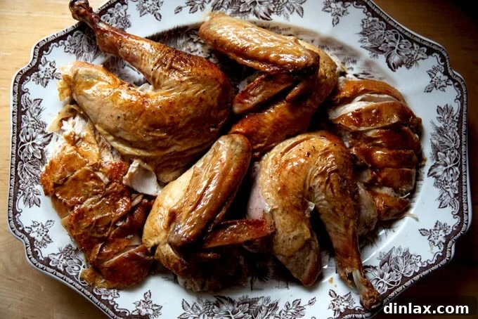 A festive Thanksgiving spread featuring roasted turkey, various side dishes, and dessert pies.
