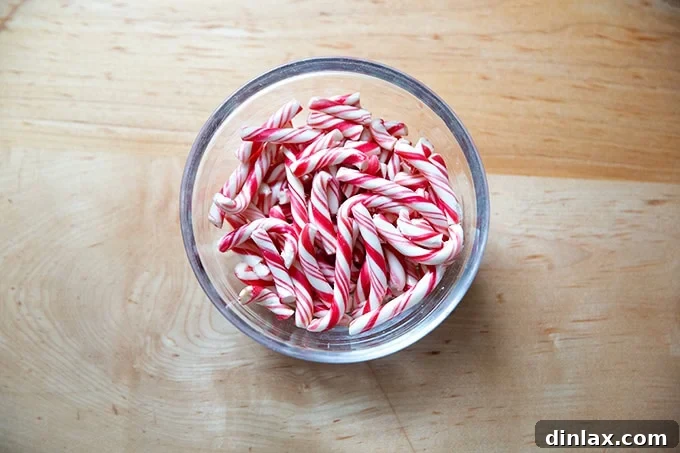 Simple 4-Ingredient Peppermint Bark 4 A bowl of candy canes.