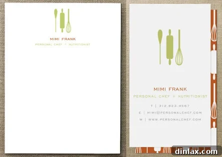 stationery and business card for a personal chef