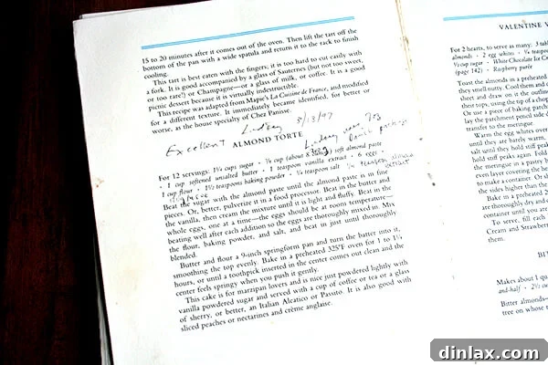 Classic Chez Panisse Almond Torte 3 The Chez Panisse Desserts cookbook opened to the page displaying the Almond Torte recipe, inviting a closer look.