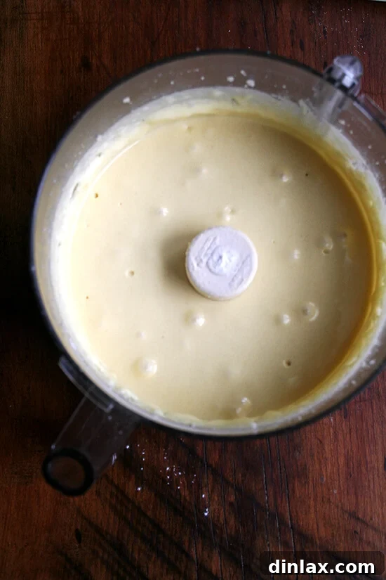 Classic Chez Panisse Almond Torte 9 The final almond torte batter, smooth and perfectly emulsified, after all eggs have been blended in.