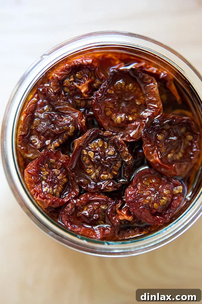 Oven-Dried Tomatoes and Delectable Toasts 8 Oven-dried tomatoes preserved in olive oil within a glass jar
