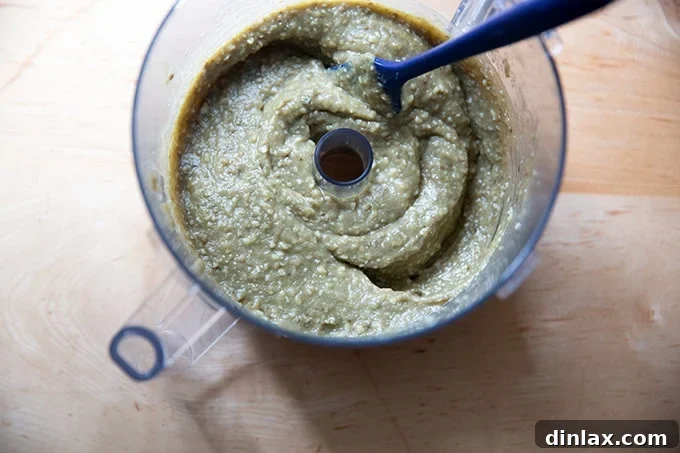 Smoky Eggplant Vegan Meatballs 8 Eggplant purée in a food processor.