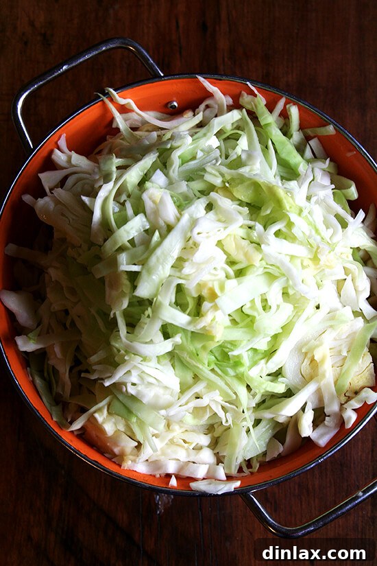 Paul Steindler's Cabbage Soup and Peasant Bread: A Hearty Duo 7 Blanched cabbage, softened and ready to be incorporated into the simmering soup.