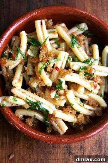 Pasta with Crispy Bread Crumbs, Anchovies, and Garlic