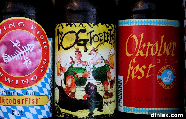 Aerial view of Oktoberfest beer tents and crowds in Munich