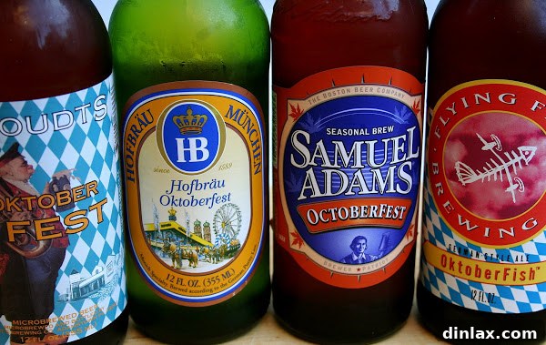 Traditional German Beer Steins filled with Oktoberfest beer