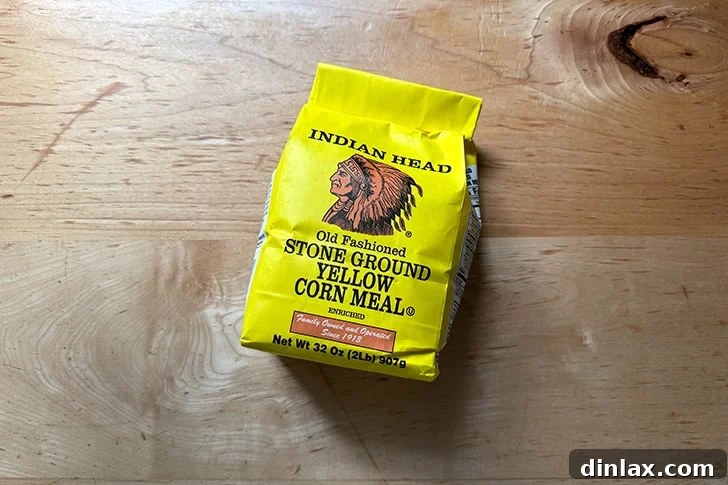 A bag of Indian Head stone ground yellow cornmeal.